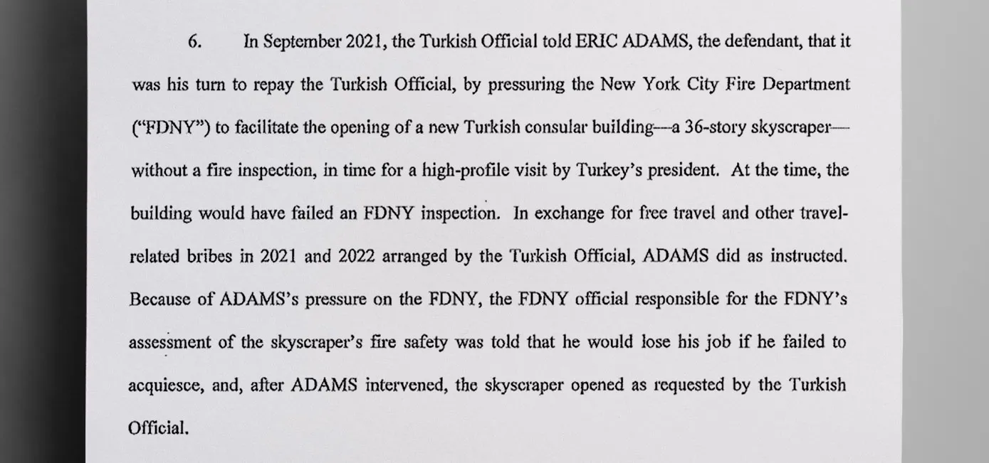 Allegations against Mayor Adams include that he pressured the fire department to waive an inspection of a new building - The Daily Muck
