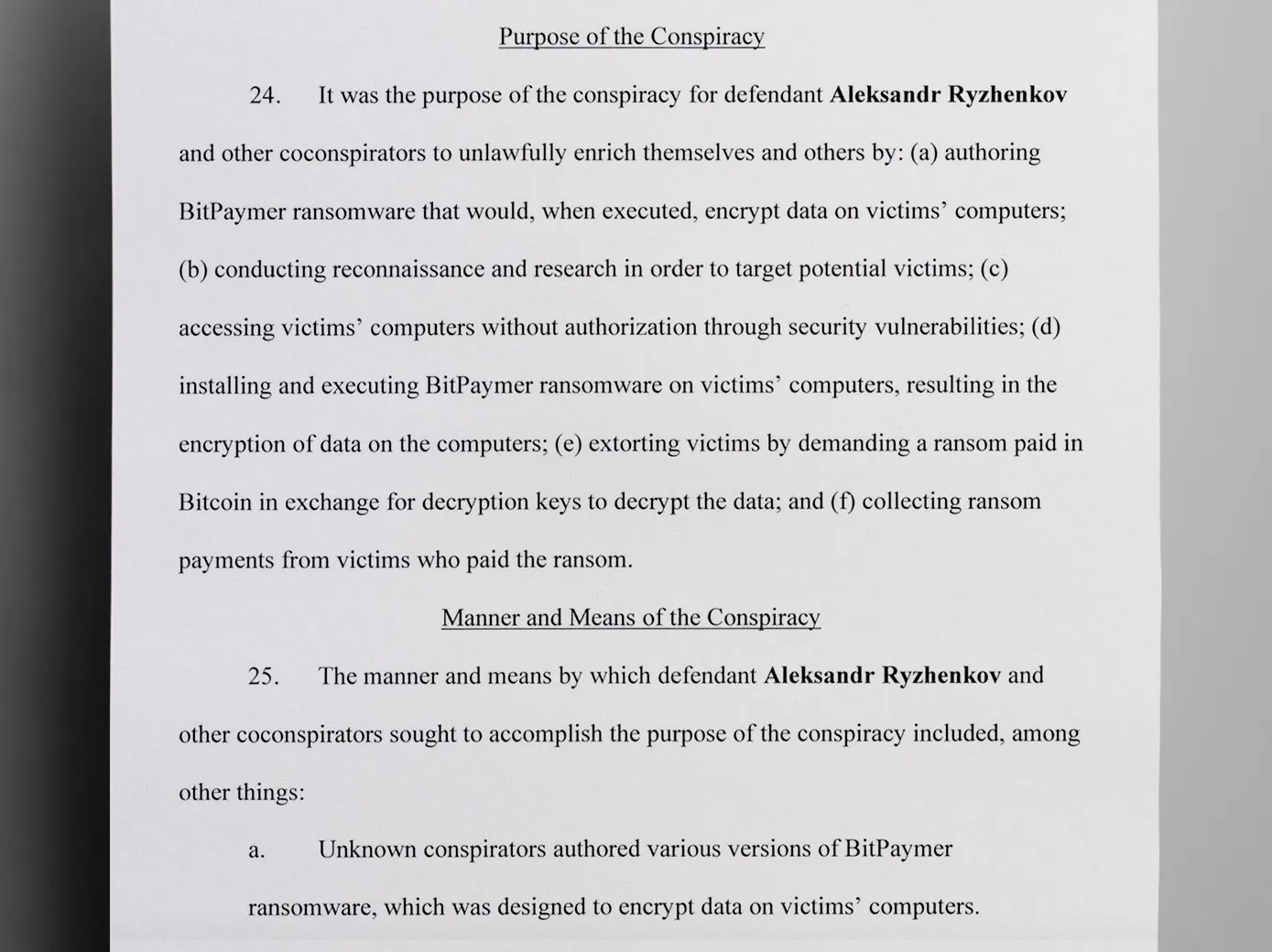 Aleksandr Ryzhenko and his “Evil Corp” co-conspirators allegedly deployed BitPaymer ransomware - The Daily Muck