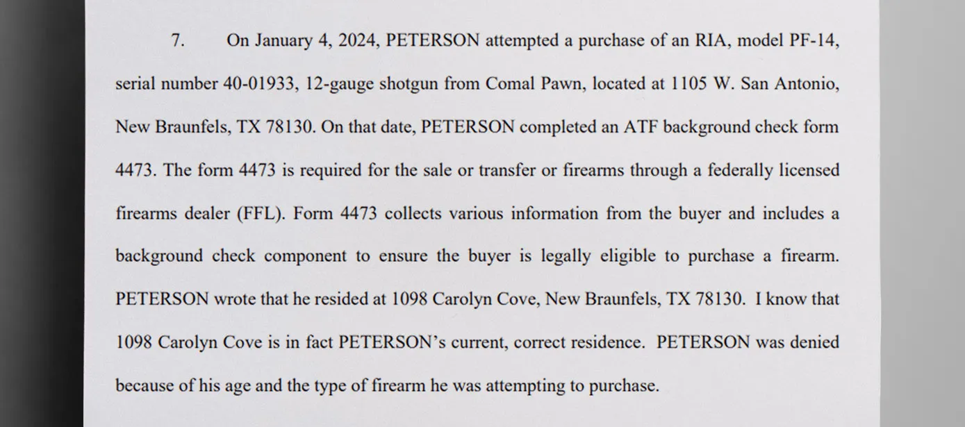 Cameron Peterson tried to purchase a shotgun from a pawn shop in New Braunfels, Texas but was denied due to his age - The Daily Muck