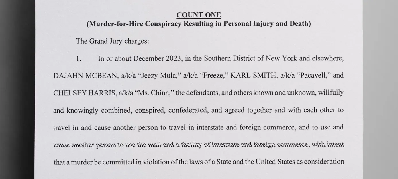In a 2024 superseding indictment, Dajahn McBean, Karl Smith and Chelsey Harris were charged in a murder-for-hire conspiracy case - The Daily Muck