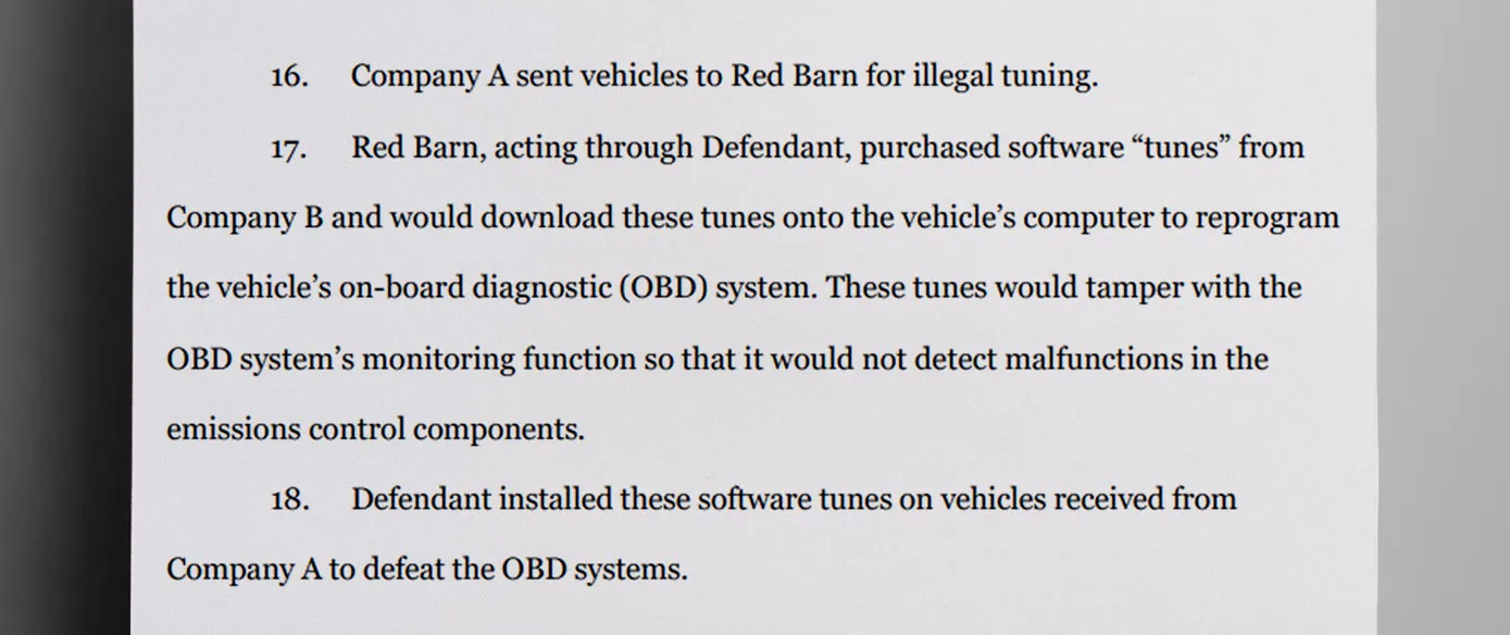 Prosecutors argued that Isaac Allen installed software into vehicles to circumvent EPA regulations mandating emissions control systems. 