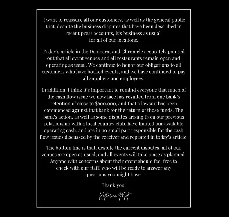 Katherine_Mott_published_a_statement_on_Oct_25_2024_blaming_a_bank_for_retaining_money_and_saying_it_contributed_to_her_cash_flow_issue