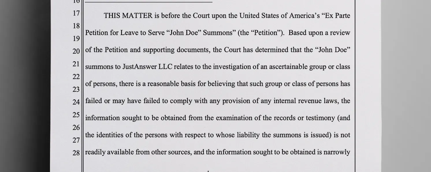 A_federal_court_in_California_authorized_a_John_Doe_summons_demanding_that_JustAnswer