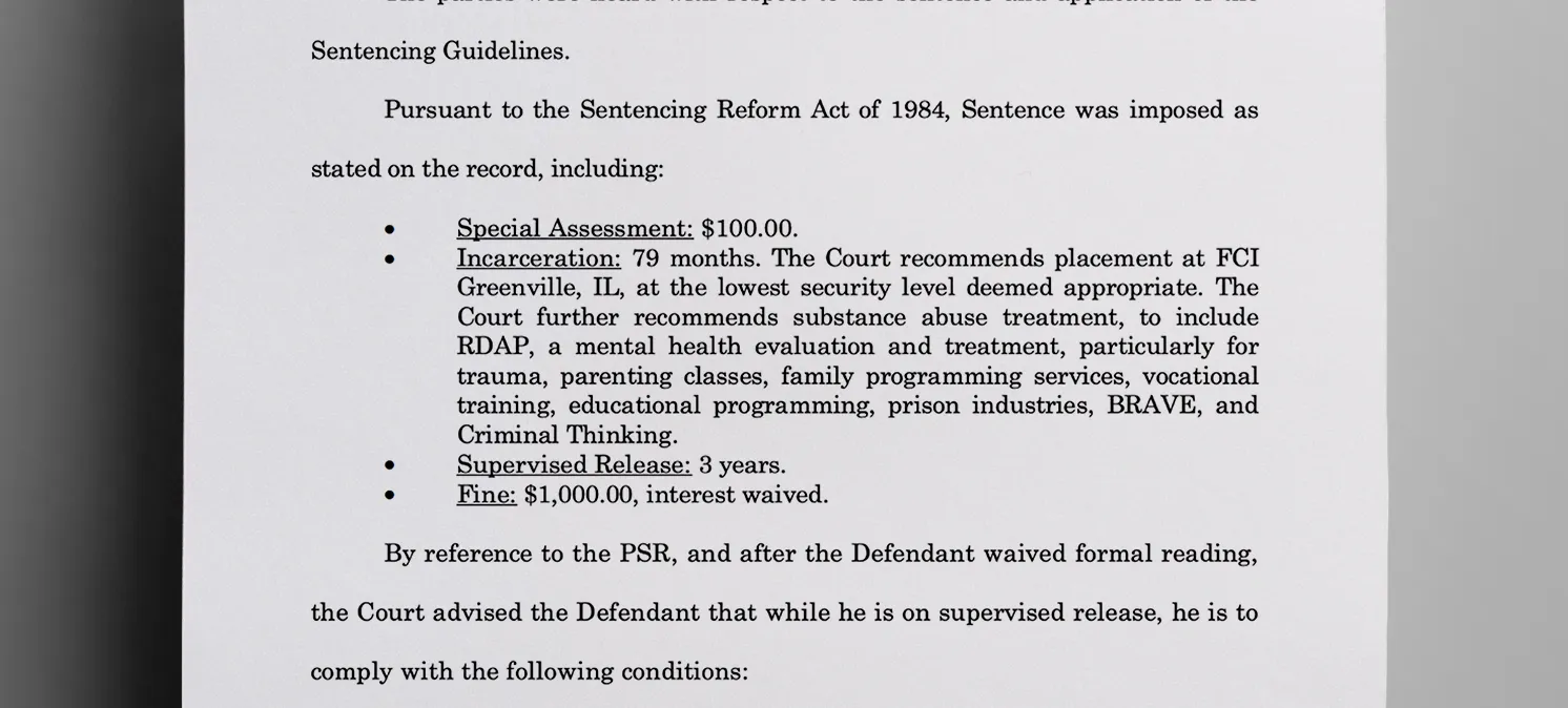 In_addition_to_the_courts_79_month_sentence_Powell_was_ordered_to_pay_1100_and_undergo_substance_abuse_treatment_before_serving_three_years_of_supervised_release