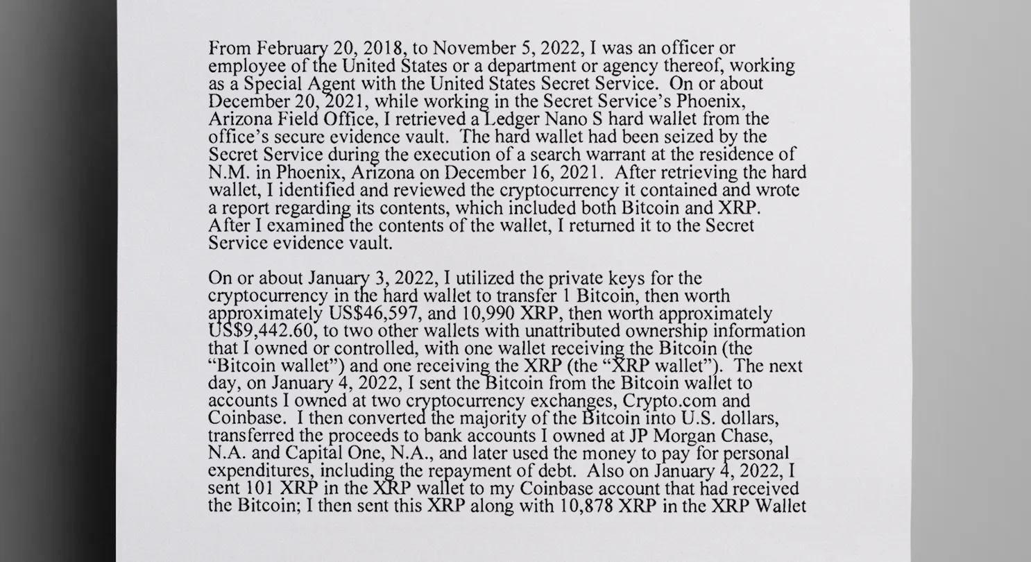 In_his_plea_agreement_Evans_admitted_to_stealing_and_transferring_money_from_a_hard_wallet_that_the_Secret_Service_had_taken_into_evidence