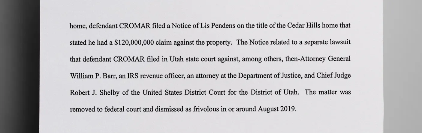 When_the_IRS_attempted_to_auction_Cromars_house_to_pay_back_taxes_he_claimed_they_owed_him_120_million_instead