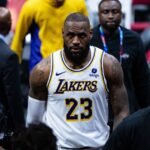 LeBron James 2023 physical profile showing muscle density, often cited in discussions regarding HGH and steroid allegations.